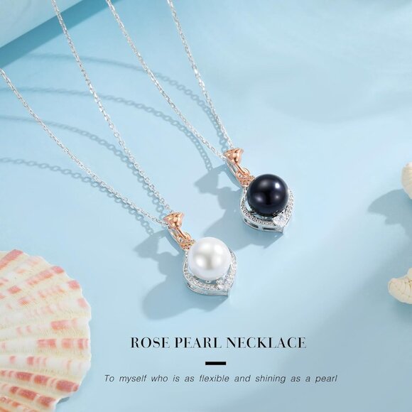 10-11mm Tahitian Black Pearl, Rose Flower Pearl Necklace, Anniversary Jewelry Gi - Picture 7 of 7